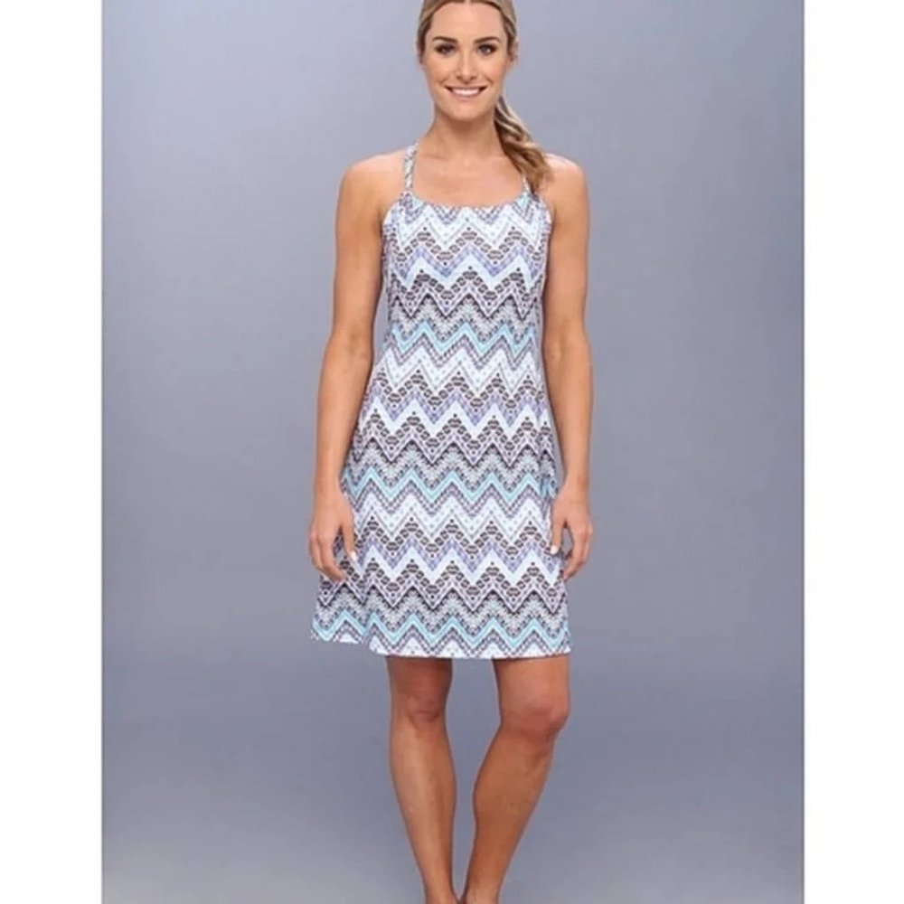 Prana Athleisure Quinn Chevron Mini Dress Shelf Bra Racerback Small